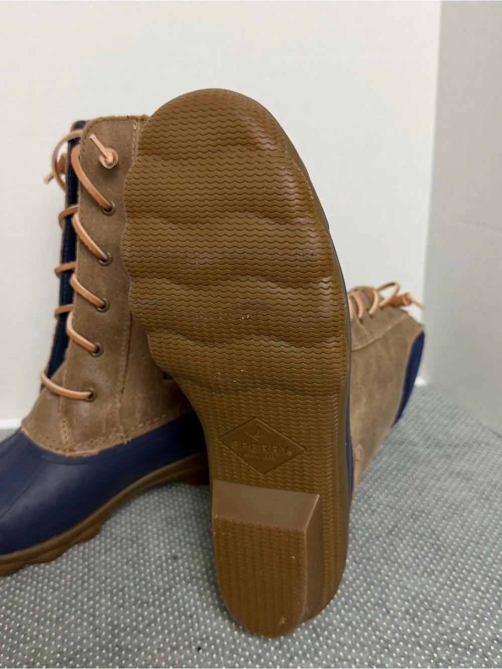 Sperry Navy and Brown Lace-Up Waterproof Winter Boots